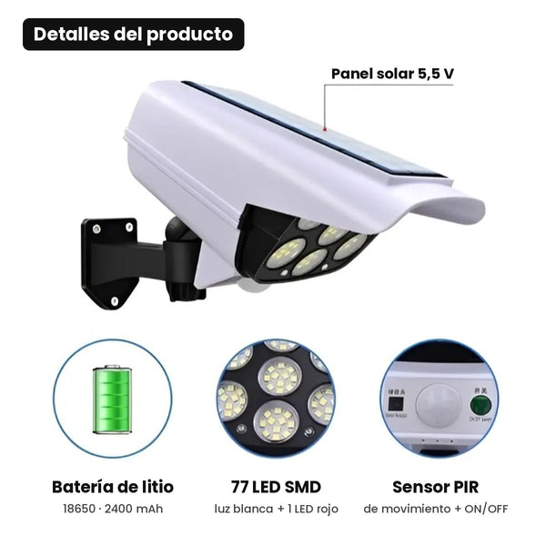 Pack x3 Focos Solares LED Tipo Cámara con Sensor de Movimiento – Exterior
