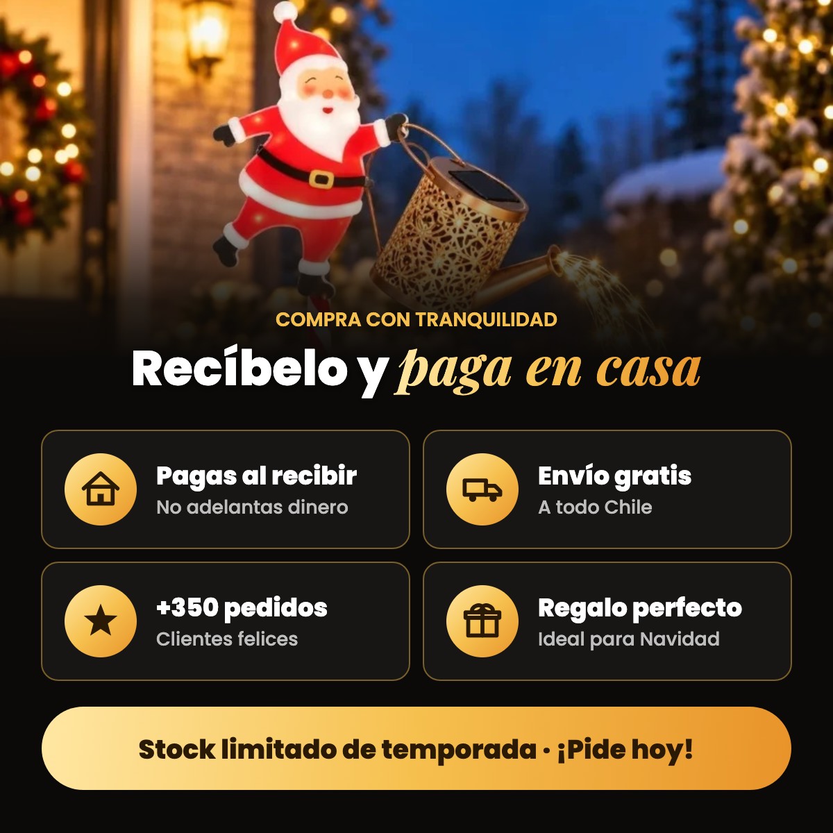 Regadera Mágica de Santa ✨ Lluvia de Luces Solar