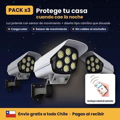 Pack x3 Focos Solares LED Tipo Cámara con Sensor de Movimiento – Exterior