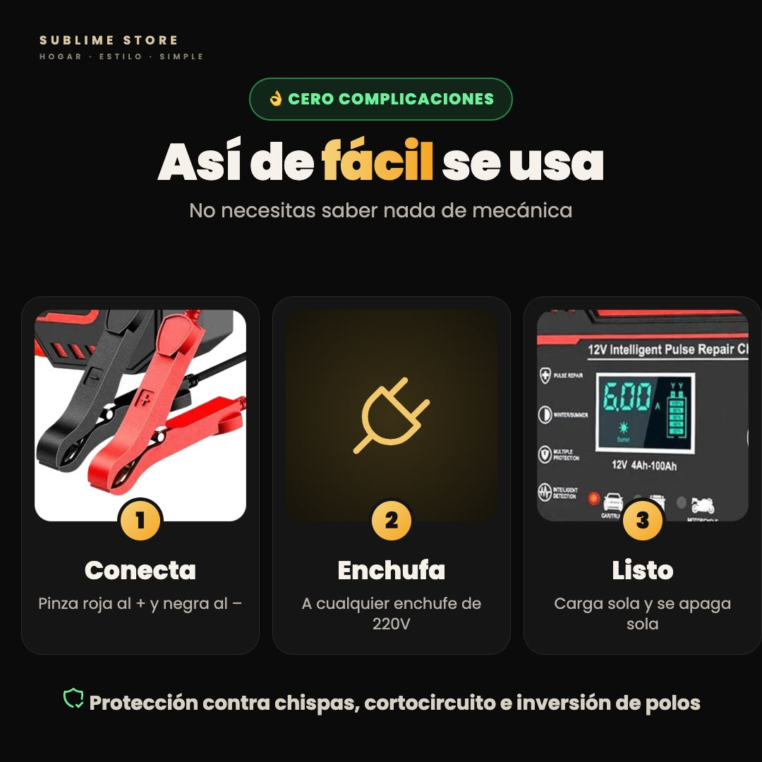 Cargador Reparador de Baterías 12V para Auto y Moto