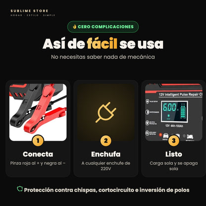 Cargador Reparador de Baterías 12V para Auto y Moto
